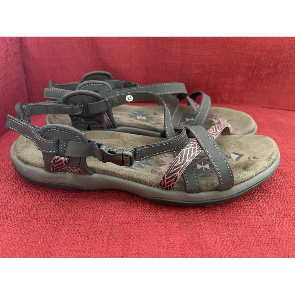 Skechers Reggae Slim Vacay Sandals Size 11 Brown Pink Strappy Slingback